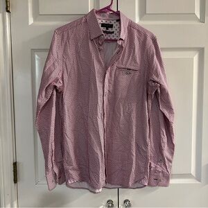 Ted Baker Button Down Shirt Purple and White print size 3 (Medium)
